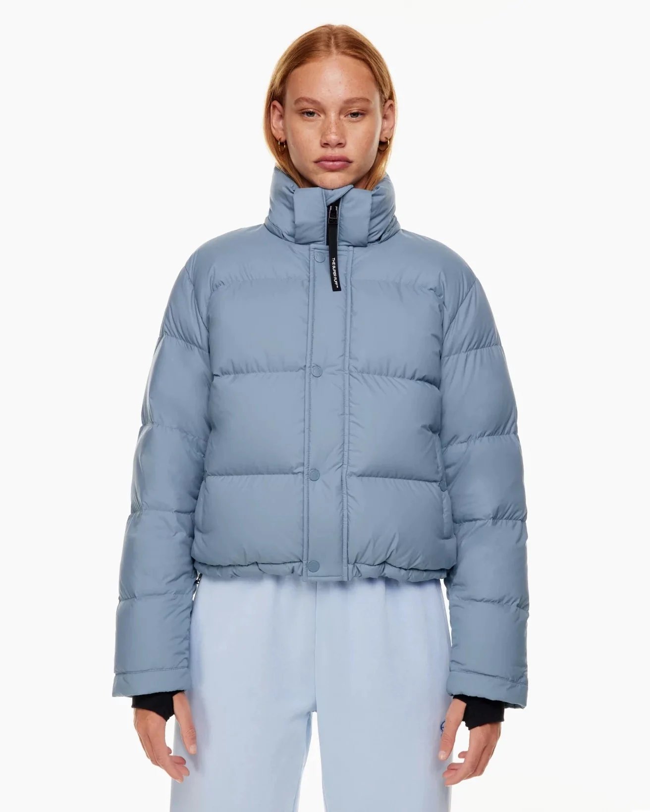 Aritzia The Super Puff™ Blue Shorty Cropped Goose-Down Puffer Jacket-20236287