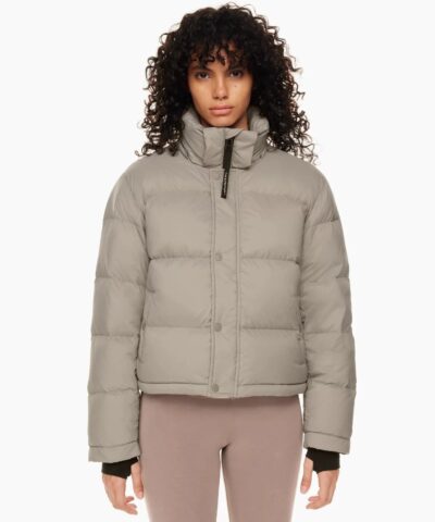 Aritzia The Super Puff™ Taupe Shorty Cropped Goose-Down Puffer Jacket-20236260