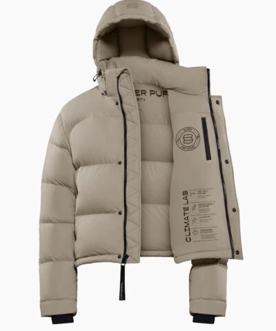 Aritzia The Super Puff™ Taupe Shorty Cropped Goose-Down Puffer Jacket - Image 7