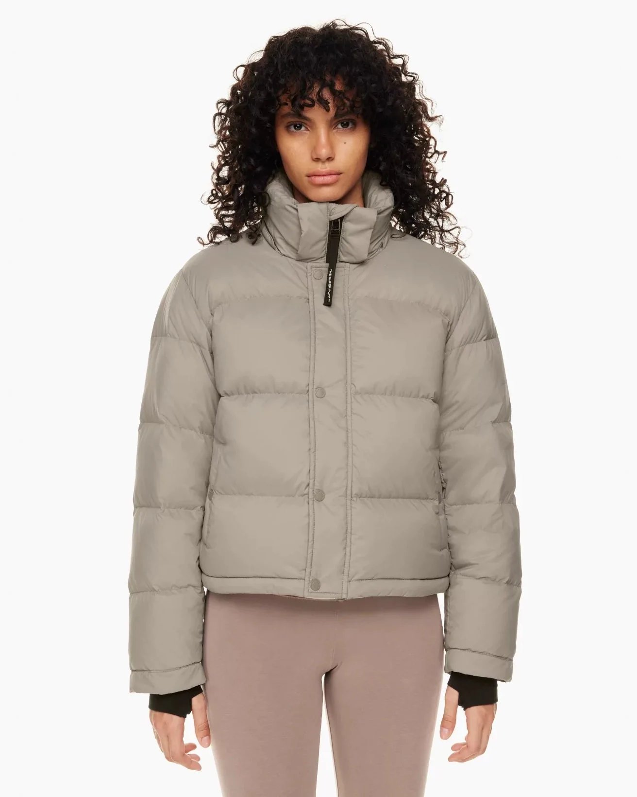 Aritzia The Super Puff™ Taupe Shorty Cropped Goose-Down Puffer Jacket-20236260