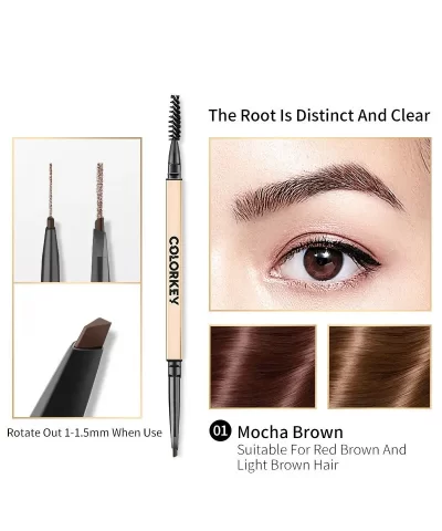 Alternative view of Colorkey Triangle Chiseled Eyebrow Pencil Dual-ended Waterproof Lasting Beginner Makeup