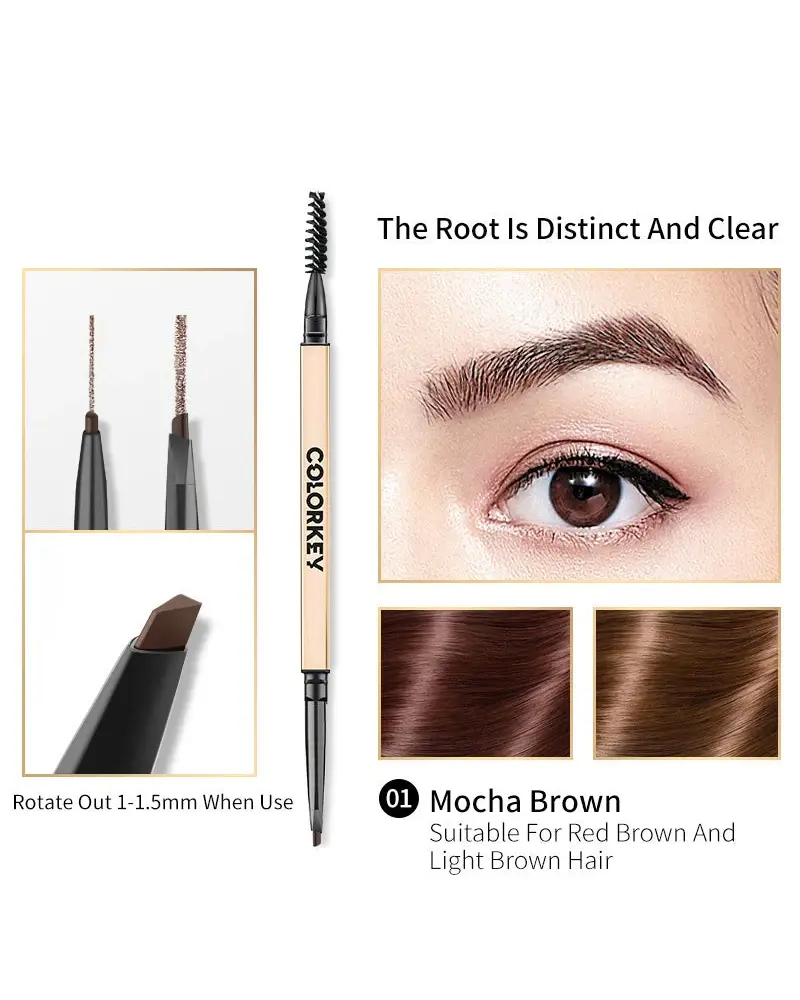 Alternative view of Colorkey Triangle Chiseled Eyebrow Pencil Dual-ended Waterproof Lasting Beginner Makeup