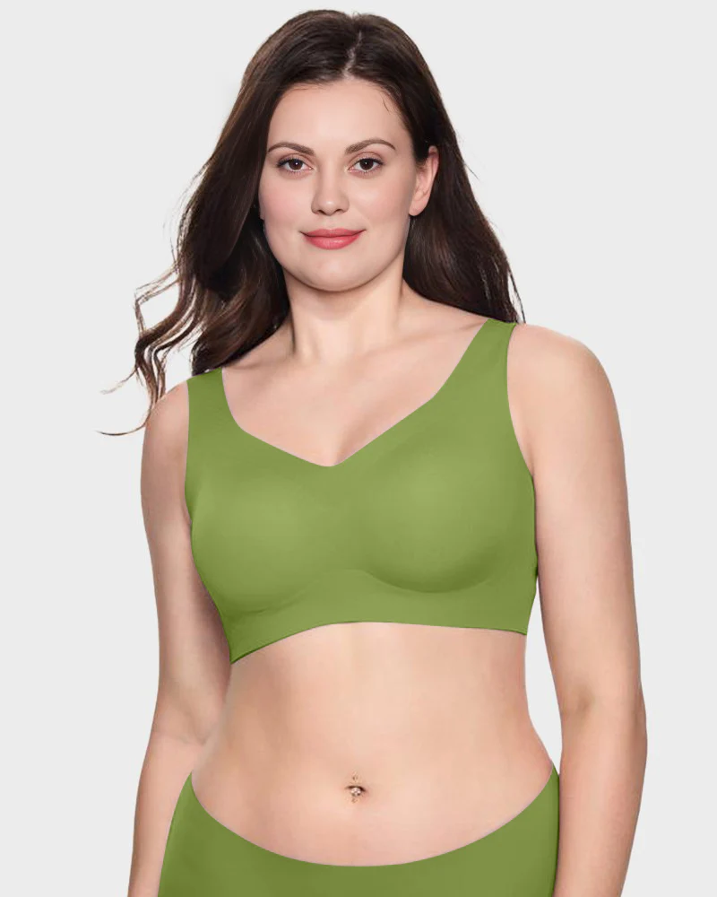 Cooling Wire Free Antibacterial Minimizer Bra green a