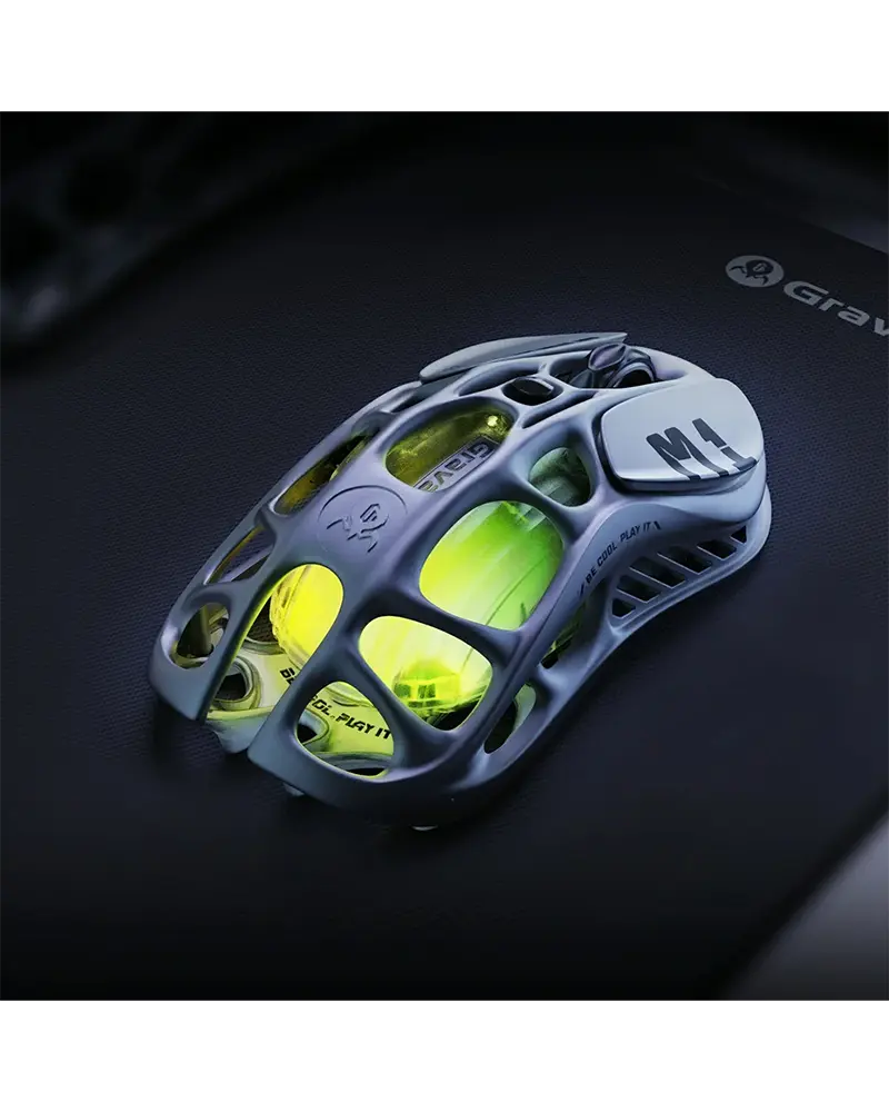 Alternative view of GravaStar Mercury M1 M2 Wireless Mouse: PAW3395 Sensor, Ergonomic, Tri-Mode, RGB Lighting