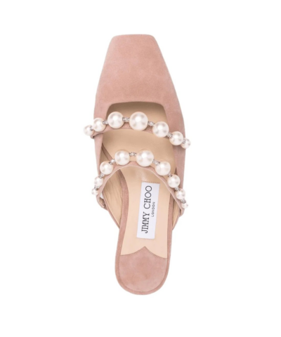 Jimmy Choo AMAYA Flats Ballet Pink Suede Flats With Pearl Embellishment 20252269 2
