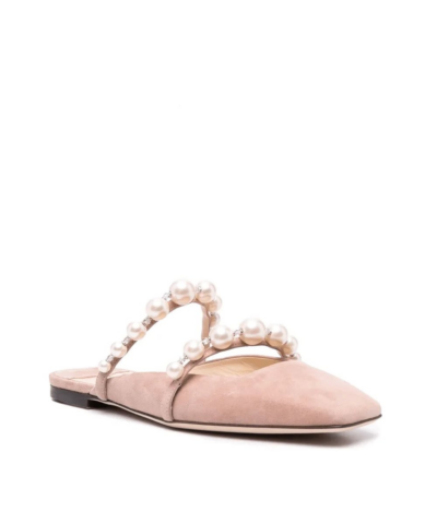 Jimmy Choo AMAYA Flats Ballet Pink Suede Flats With Pearl Embellishment 20252269 3