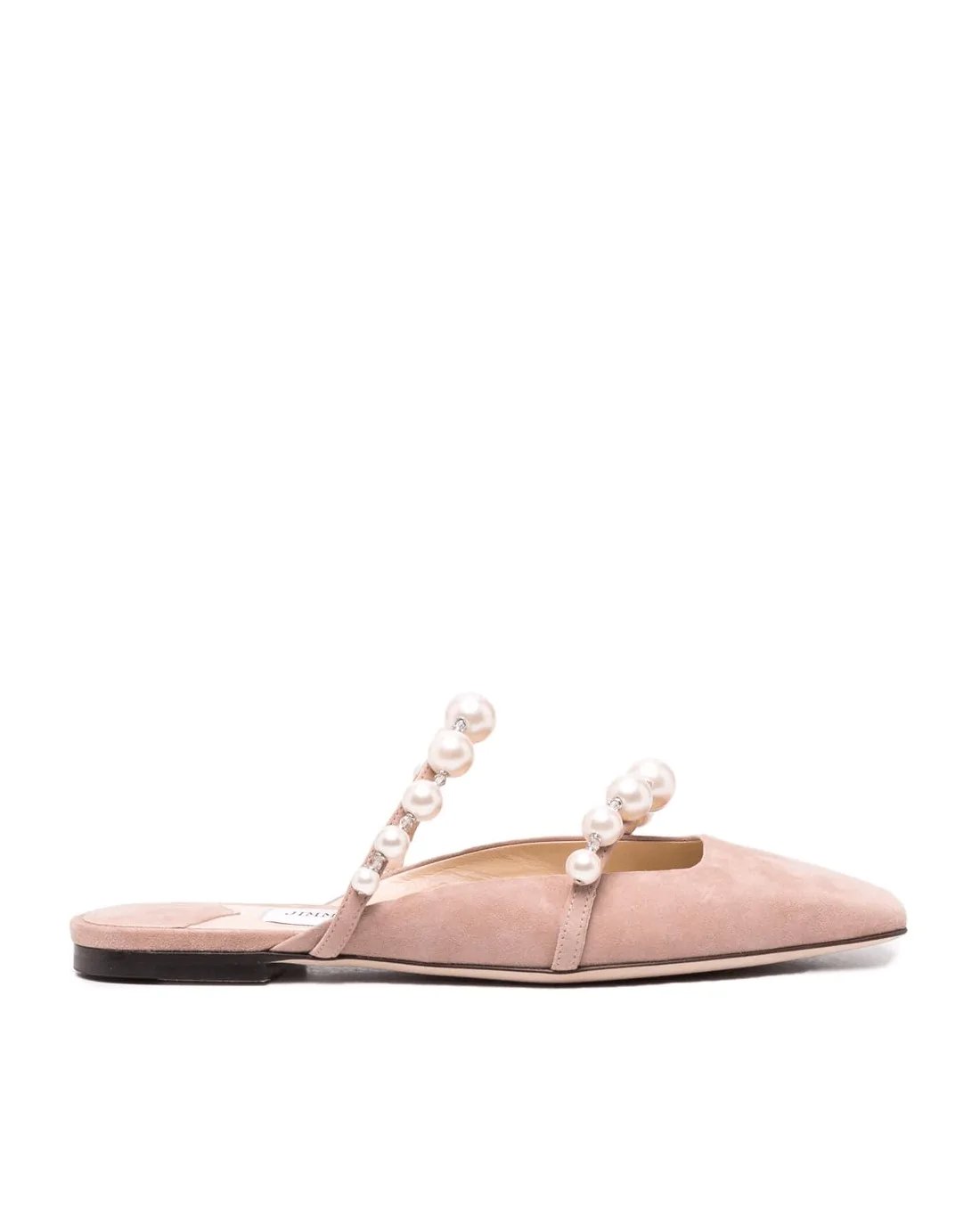 Jimmy Choo AMAYA Flats Ballet Pink Suede Flats With Pearl Embellishment-20252269
