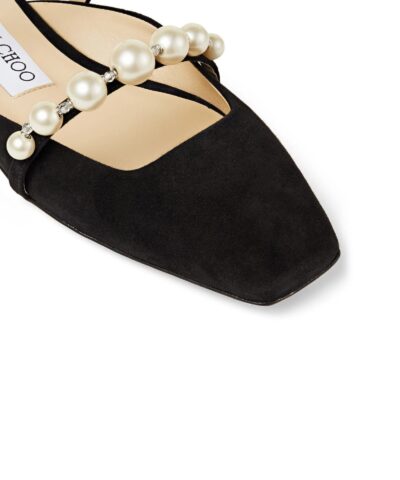 Jimmy Choo AMAYA Flats Black Suede Flats With Pearl Embellishment - Image 4