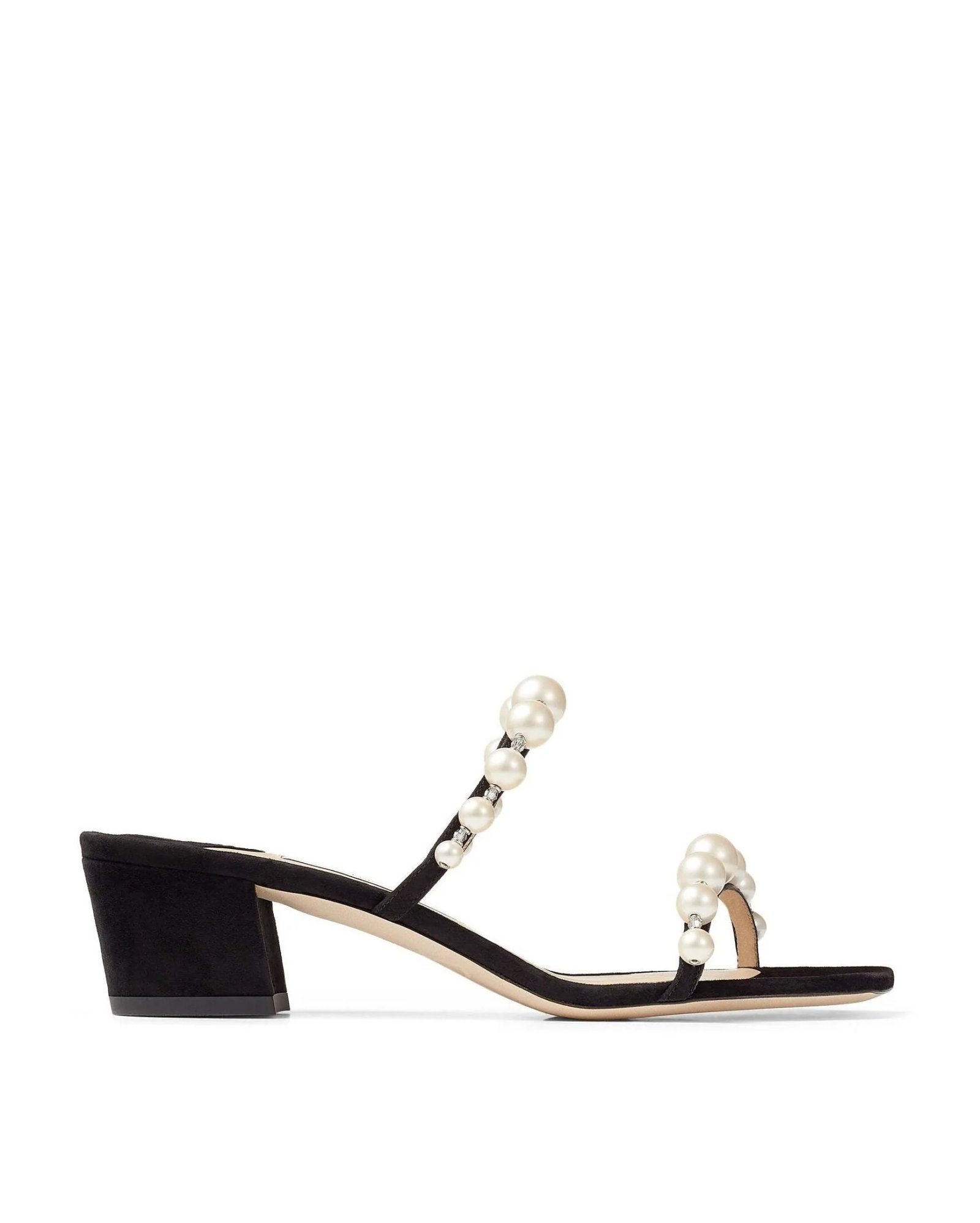 Jimmy Choo Amara 45 Metallic Pearly-Stud Slide Sandals-20252291