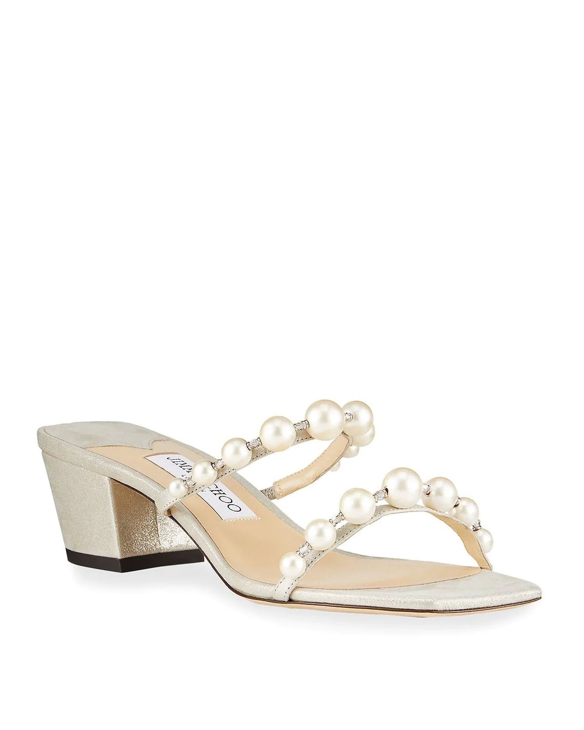 Alternative view of Jimmy Choo Amara 45 Metallic Pearly-Stud Slide Sandals