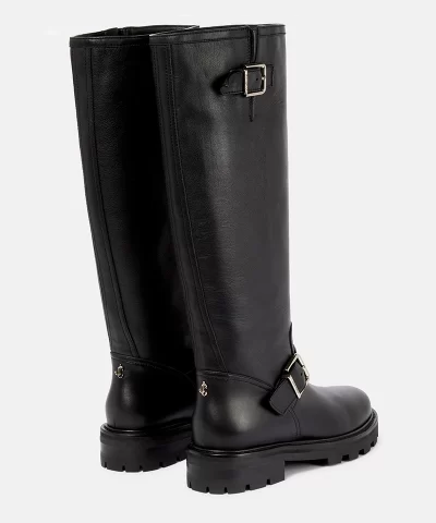 Jimmy Choo Black Biker II 35 Buckled Leather Knee Boots 20319301 2