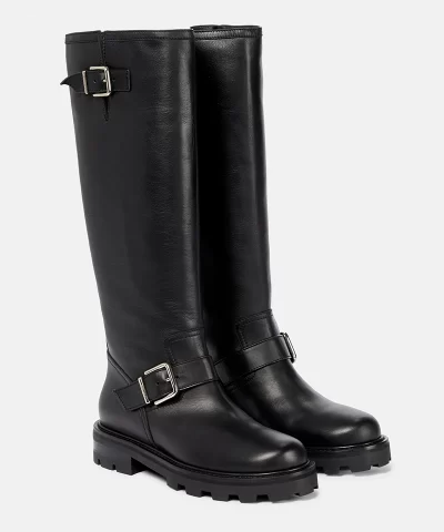 Jimmy Choo Black Biker II 35 Buckled Leather Knee Boots 20319301 3