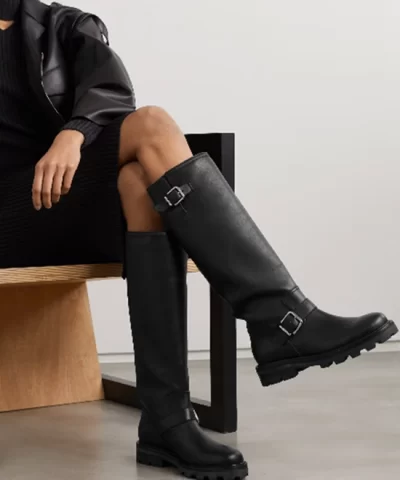 Jimmy Choo Black Biker II 35 Buckled Leather Knee Boots 20319301 5