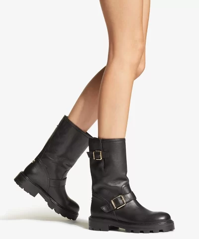 Jimmy Choo Black Smooth Leather Biker II Boots - Image 5