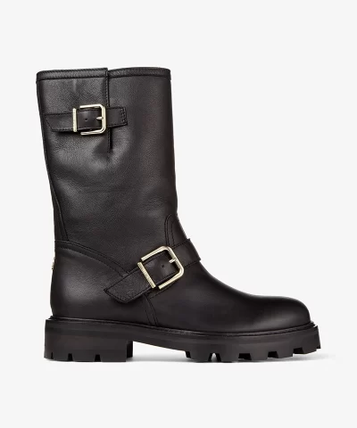 Jimmy Choo Black Smooth Leather Biker II Boots-20319265