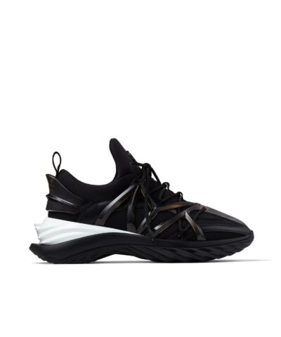 Jimmy Choo Cosmos/F Black Leather Low-Top Trainers-20245045