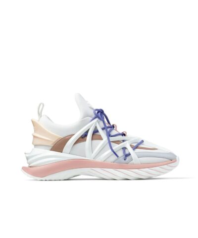 Jimmy Choo Cosmos/F White and Ballet Pink Low-Top Trainers-20243539