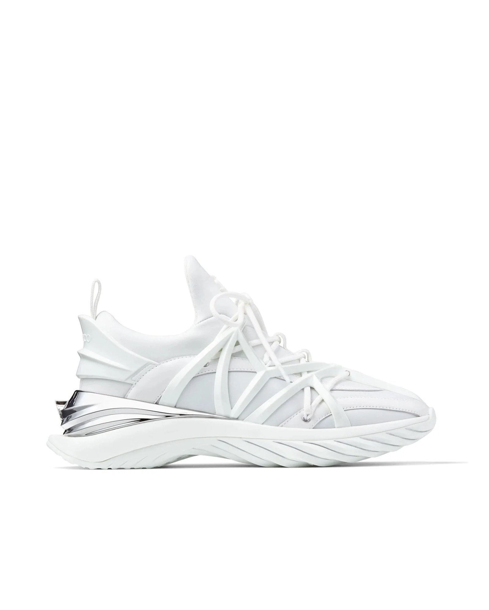 Jimmy Choo Cosmos/F White and Silver Low-Top Trainers-20243553