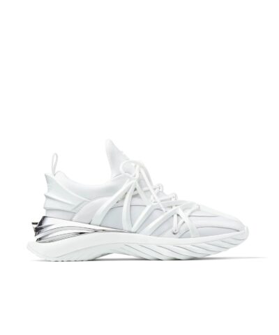 Jimmy Choo Cosmos/F White and Silver Low-Top Trainers-20243558