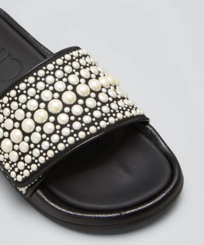 Jimmy Choo Fitz Pearly Stud Pool Sandals Black 20251176 2