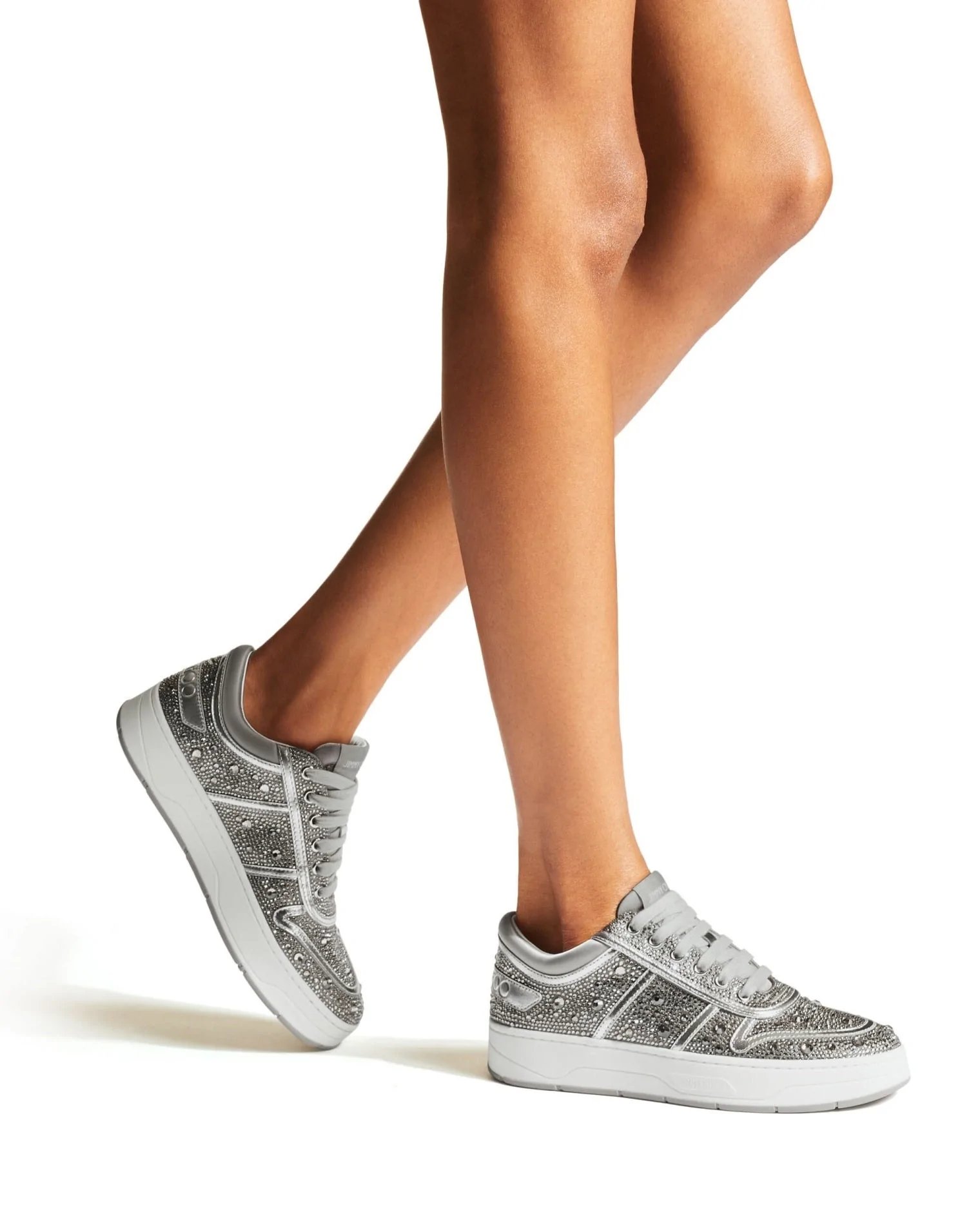 Alternative view of Jimmy Choo Hawaii Lace-Up Trainers with Crystal Embellishment