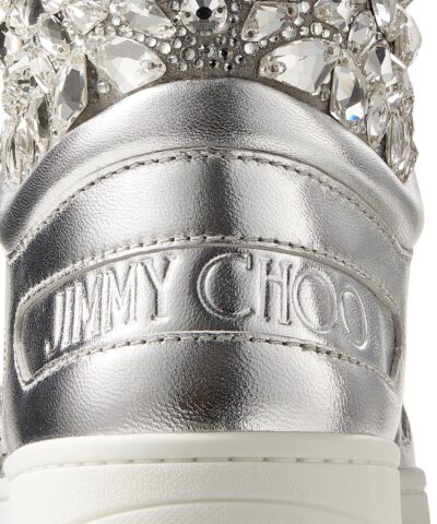 Jimmy Choo Hawaii Silver Metallic Nappa High-Top Trainers - Image 6