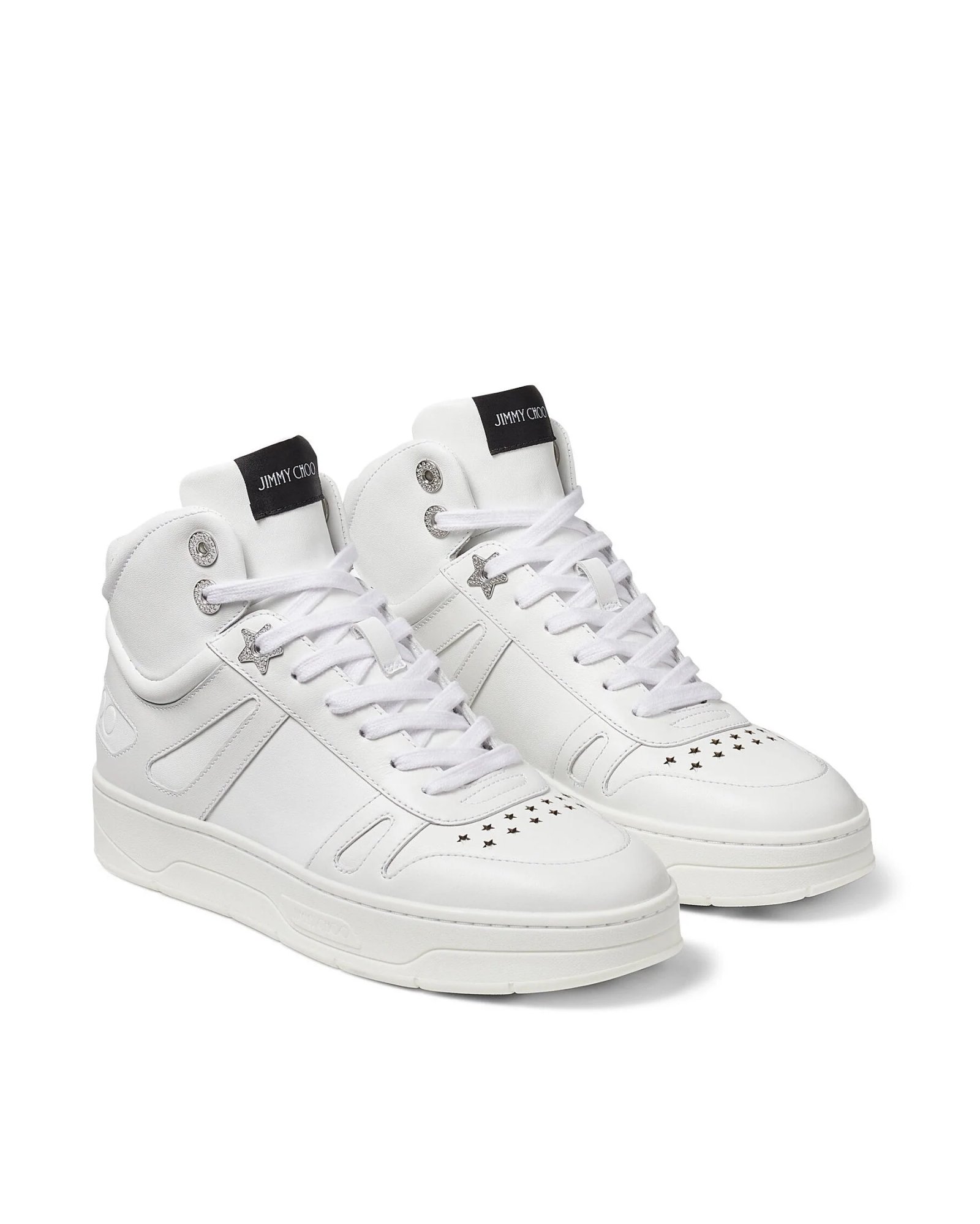 Alternative view of Jimmy Choo Hawaii White Calf Leather High-Top Trainers