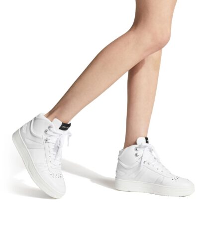Jimmy Choo Hawaii White Calf Leather High-Top Trainers - Image 5
