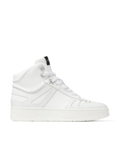 Jimmy Choo Hawaii White Calf Leather High-Top Trainers-20244987