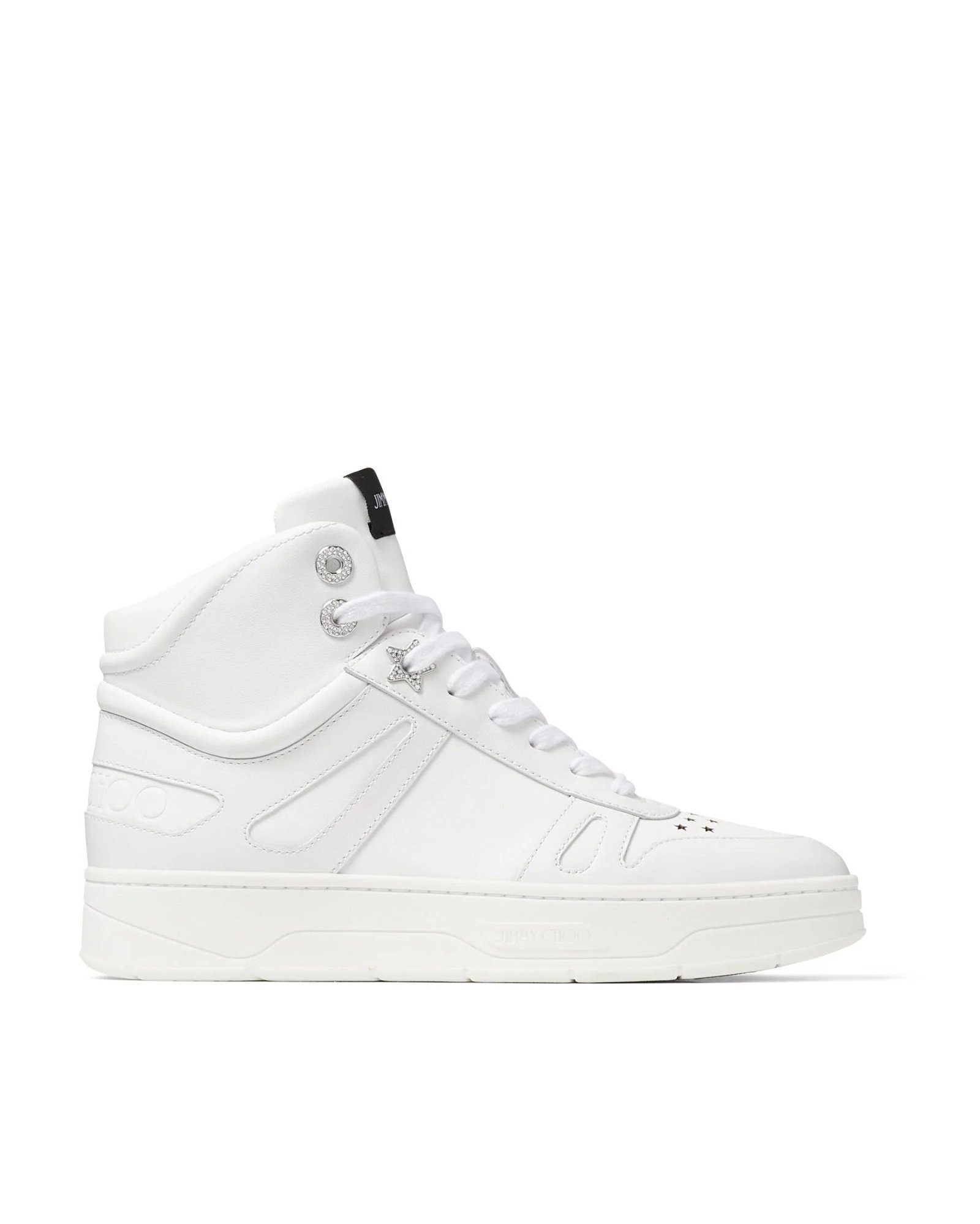 Jimmy Choo Hawaii White Calf Leather High-Top Trainers-20244987