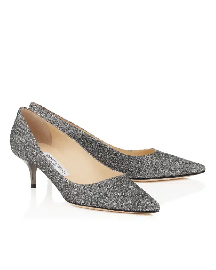 Jimmy Choo ROMY 40 Anthracite Lamé Glitter Pointy Toe Pumps-20272220
