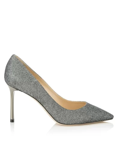 Jimmy Choo ROMY 85 Anthracite Lame Glitter Pointy Toe Pumps 20272234 1