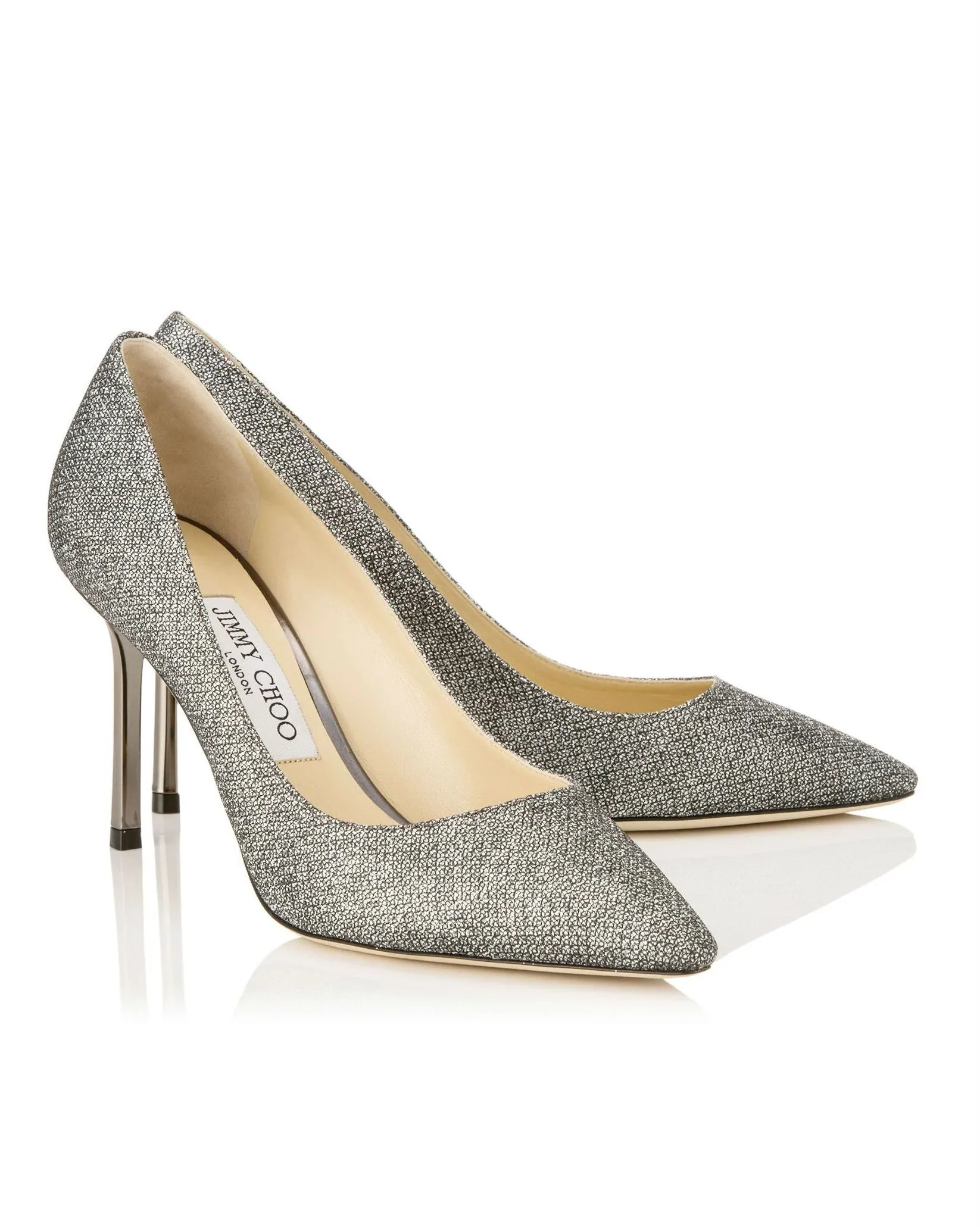 Jimmy Choo ROMY 85 Anthracite Lamé Glitter Pointy Toe Pumps-20272234