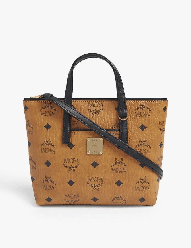MCM Anya Mini Leather Tote Bag In Cognac-20259580