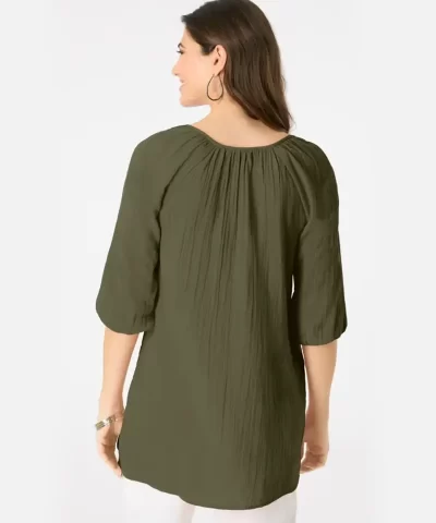 Lace Trim Popover Blouse - Image 7