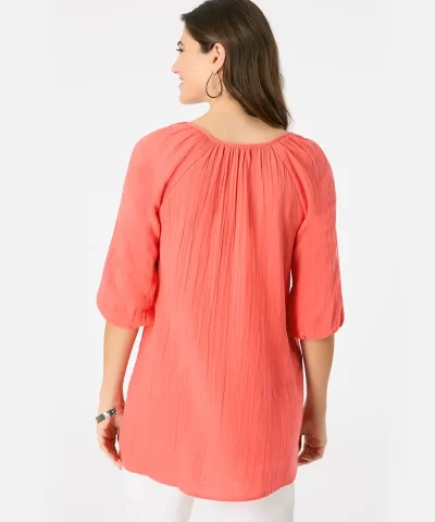 Lace Trim Popover Blouse - Image 3