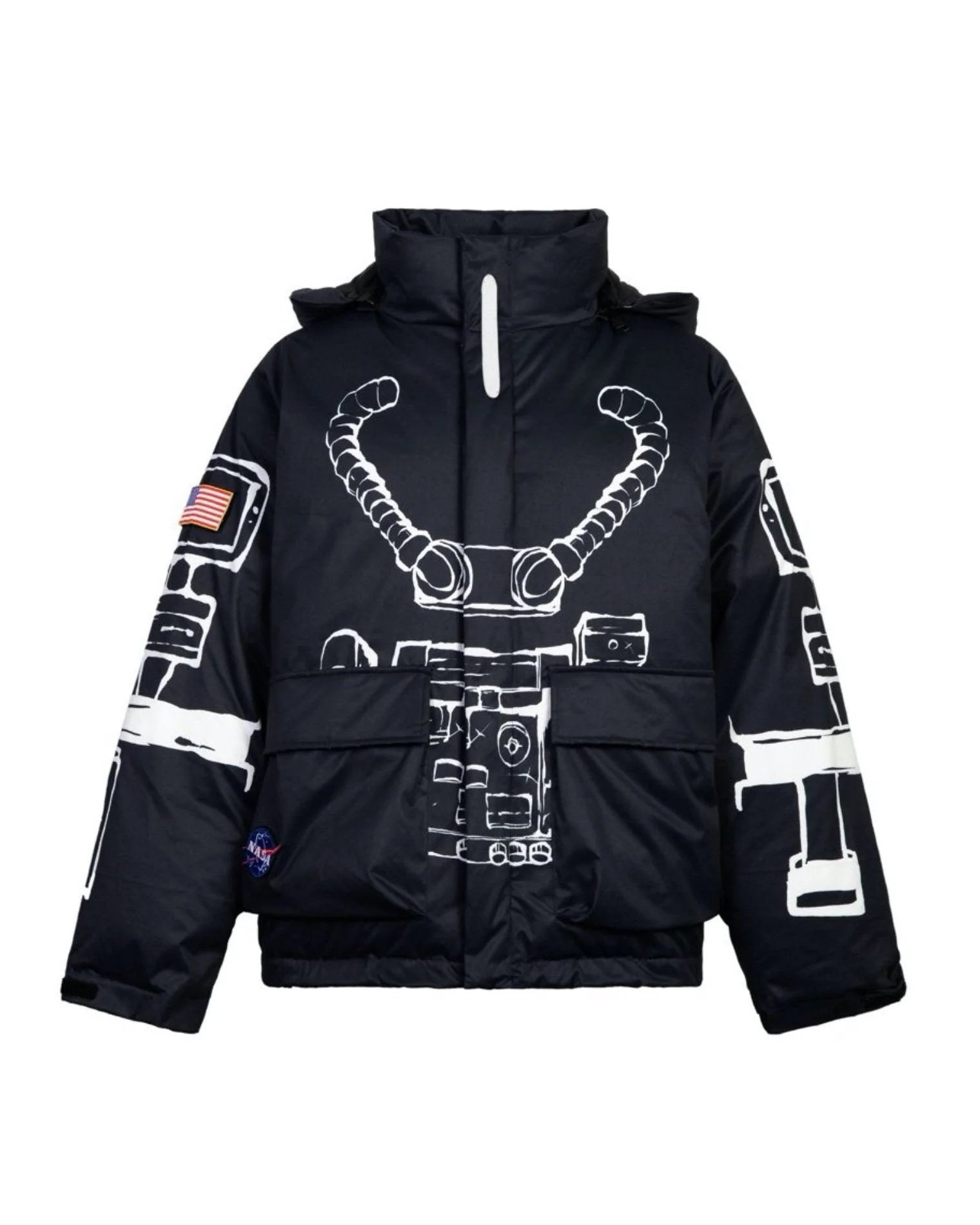 13 De Marzo x NASA Astronaut Teddy Bear Painted Down Jacket Black-20245732
