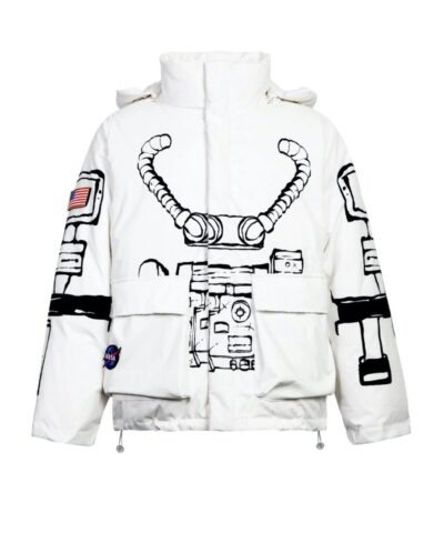 13 De Marzo x NASA Astronaut Teddy Bear Painted Down Jacket White-20245739