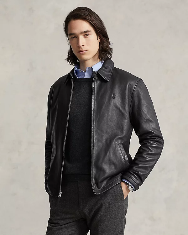 Polo Ralph Lauren Maxwell Lambskin Leather Zip Jacket