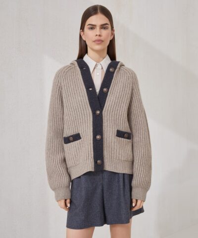 Brunello Cucinelli  English Rib Hooded Cardigan