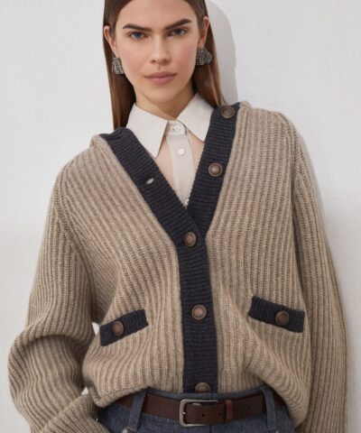 Alternative view of Brunello Cucinelli  English Rib Hooded Cardigan