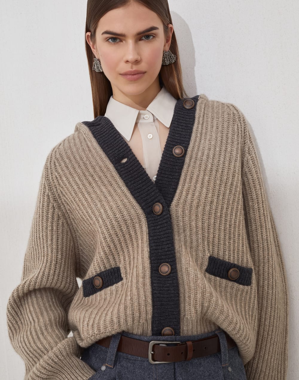 Alternative view of Brunello Cucinelli  English Rib Hooded Cardigan