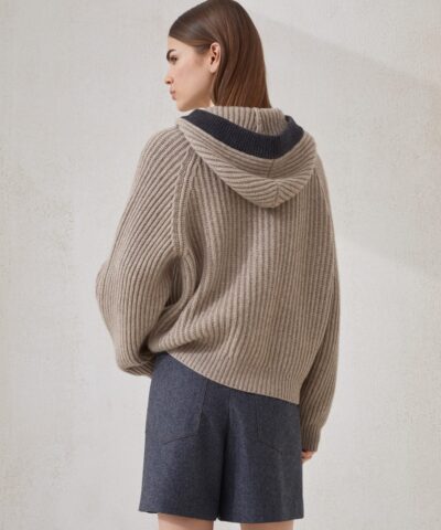 Brunello Cucinelli  English Rib Hooded Cardigan - Image 3