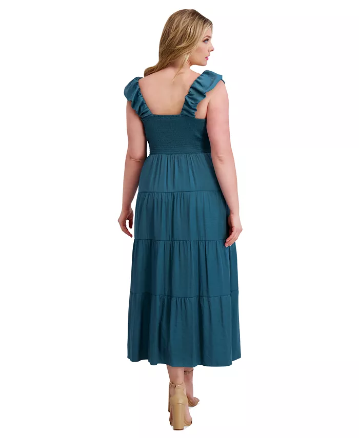 Alternative view of Plus Size V-Neck Sleeveless Tiered Maxi Dress