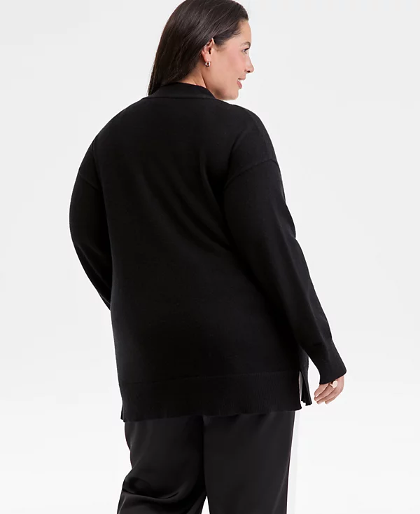 Alternative view of Plus Size 100% Cashmere Button-Front Cardigan