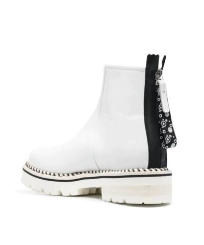 AGL White Contrast-Stitch Boots - Image 3
