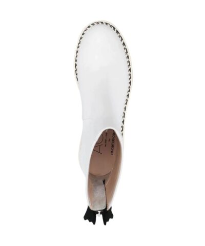 AGL White Contrast-Stitch Boots - Image 4