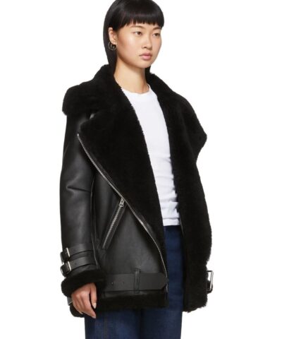 Acne Studios Black Shearling Aviator Jacket 20260750 1