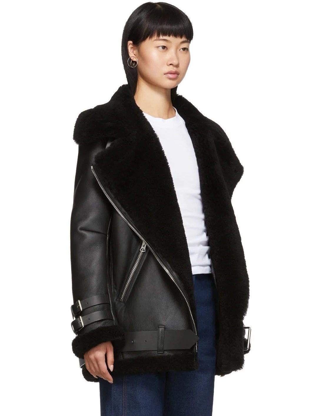 Alternative view of Acne Studios Black Shearling Aviator Jacket