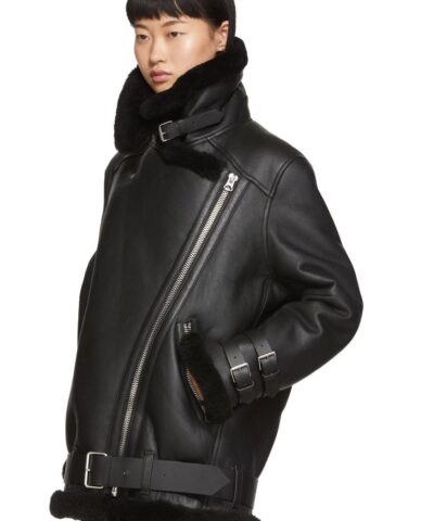 Acne Studios Black Shearling Aviator Jacket 20260750 3